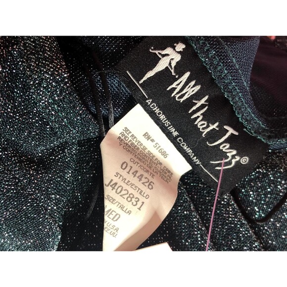 1990s-Y2K ALL THAT JAZZ Green & Silver Glitter Metallic Maxi Dress W/High Slit S - Picture 9 of 9